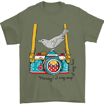T-Shirt Kamera mit Vogel Fotograf Fotografie Herren 100 % Baumwolle