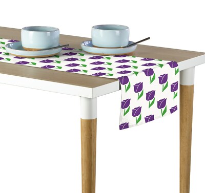 100% Milliken Polyester Spring Tulips Purple Table Runners  12''x72'' or 14''x108''