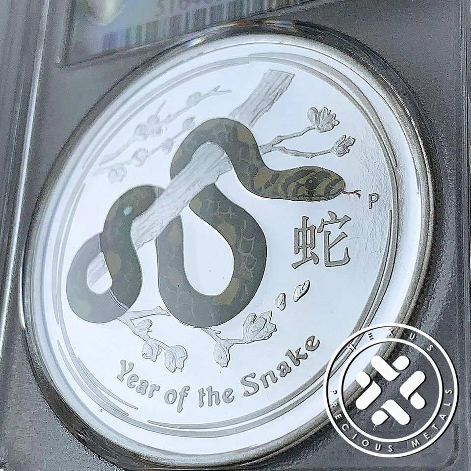 2013-P NGC PR 70 DCAM AUSTRALIA 1 OZ SILVER COLORIZED SNAKE $1 COIN BLACK YELLOW - Image 4 of 4