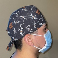 Mens Halloween Surgical Scrub Cap Grateful Dead Nurse Hat Doctor Cap Skeleton