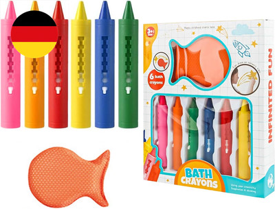 Bath Crayons 6 Badestifte Für Kinder Badewanne Und 1 Schwämme Waschbarer Gekritz