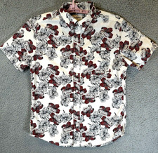 Botton Up Shirt Mens Medium Floral Red and Wh...