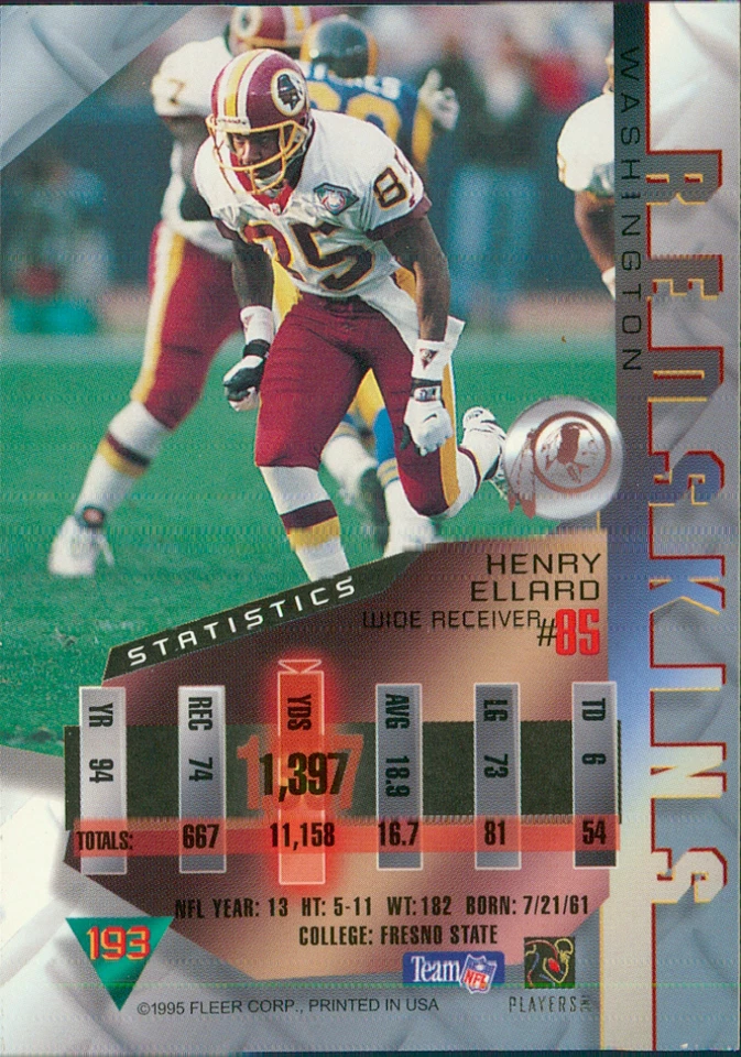 1995 Fleer Metal - #193 Henry Ellard - Image 2 of 2