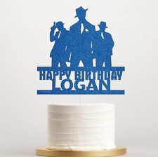 Personalised Gangsters Double Side Glitter Cake Topper Any Name Cake Decoration