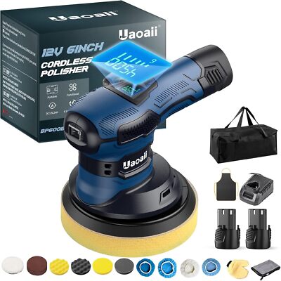 BP600B 12V Car Polisher - Orbital 8mm, 2x Batteries, Ergo Grip, Quick Charge