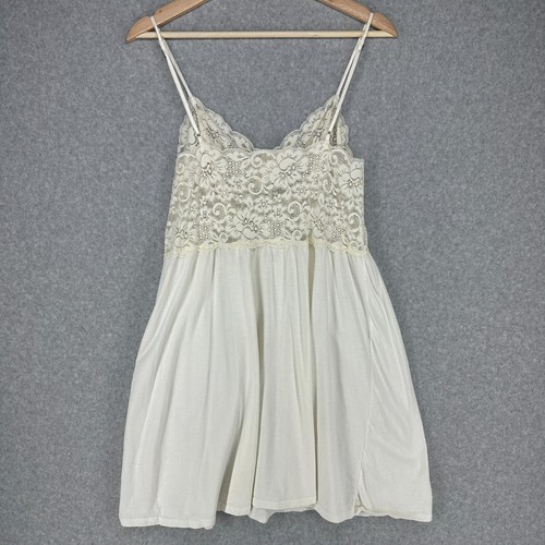 VTG Victorias Secret Robe Nightgown Womens M Beige Lace Cotton Peignoir Set READ - Picture 7 of 23