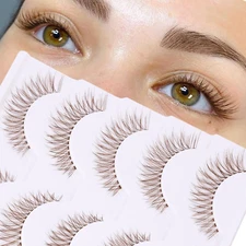 Brown Lashes Natural Look Cat Eye Lashes Brown Eyelashes Faux Mink False Lashes