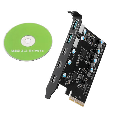 20Gbps Bandwidth PCIe to USB 3.2 Gen 2 Expansion Card 5-Ports (2 USB-A+3 Type-C)