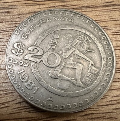 Vintage 1981 Cultura maya Mexican 20 Pesos Coin - Beautiful México 20 ...