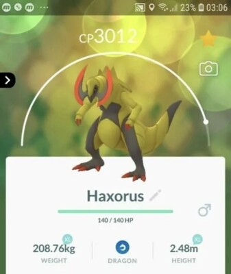 Haxorus Pokemon Trade Go Lv30 Pokemon Not Shiny Master League Pvp 2700 Cp Axew Ebay