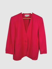 VTG Christian Dior Pink Jacket Blazer Sz 14 One Button Pockets Shoulder Pads