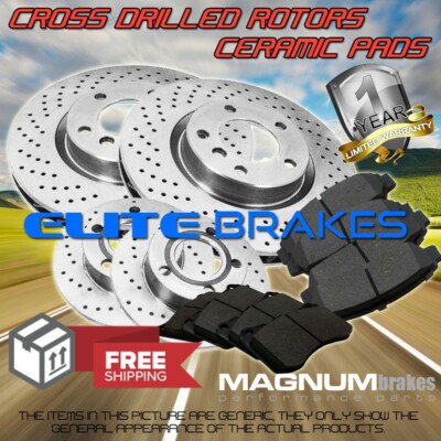 Front+Rear Drill Rotors & Ceramic Pads for (2001-2003) Mazda Protege / Protege5