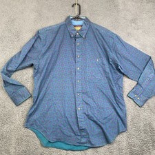 Vintage Ralph Lauren Chaps Mens L Large AOP Abstract Button Down Dress Shirt USA