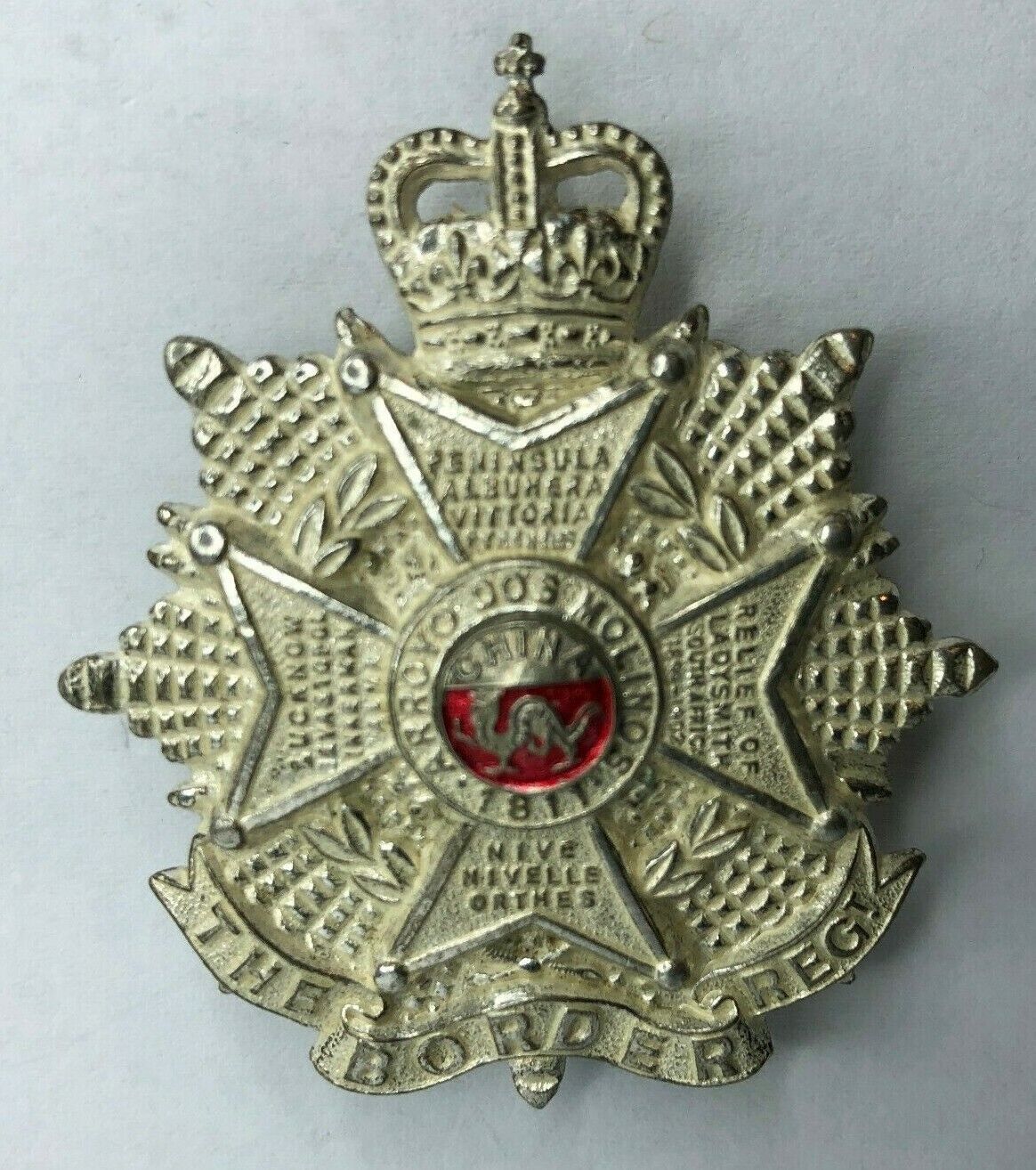1953 -59 the Border regiment Officers Silver Plated Cap Badge Gaunt 