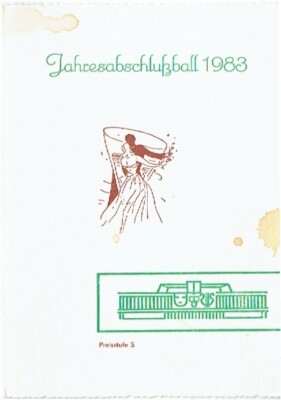 Kulturpalast Dresden Jahresabschlußball 1983 Getränkekarte DDR Silvester