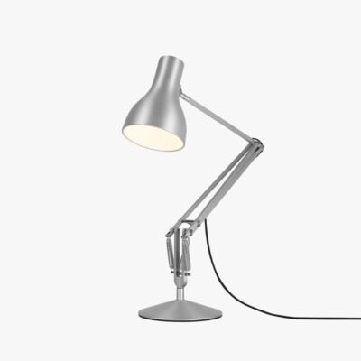 Schreibtischlampe silber verstellbarer Schirm Druckschalter Anglepoise Typ 75