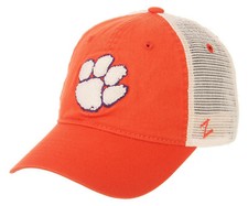 CLEMSON TIGERS NCAA ORANGE MESH SLOUCH TRUCKER SNAPBACK Z WASHED CAP HAT NWT