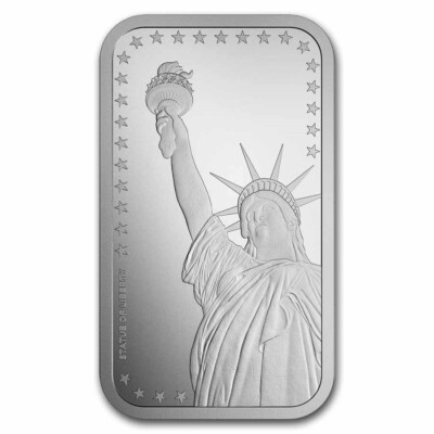 #ad 1 TROY OZ .999 FINE SILVER STATUE OF LIBERTY BAR BU $117.52