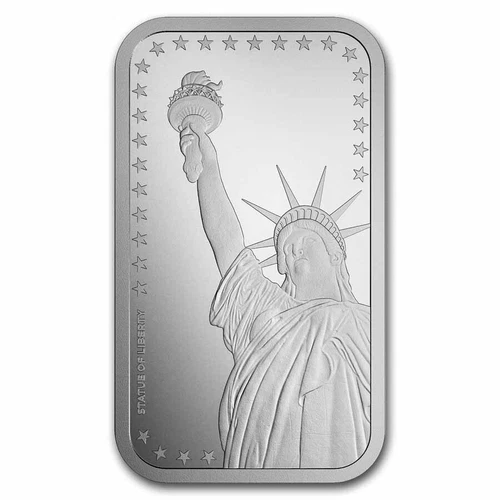 1 TROY OZ .999 FINE SILVER STATUE OF LIBERTY BAR BU
