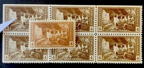 54399 US Stamp Sc#759 Extr Rare Dark Ink Error EFO MNHNGAI? Block 6 Descri* - Picture 1 of 3