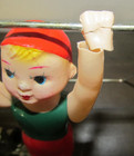 Vintage Wind-Up Tin Plastic Toy Gymnastics Single Bar Toy w/ Original Box China — photo 3