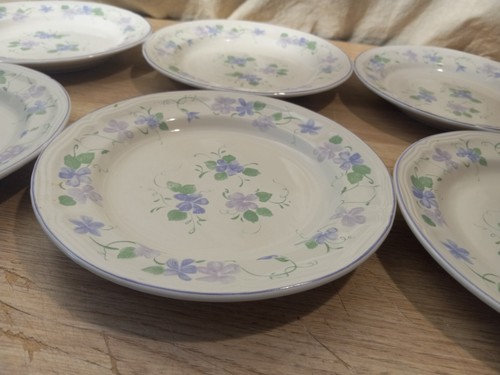 8x Newcor Stoneware China SNACK PLATE Purple Florals Flowers Violeta 1990 6066 - Picture 11 of 20