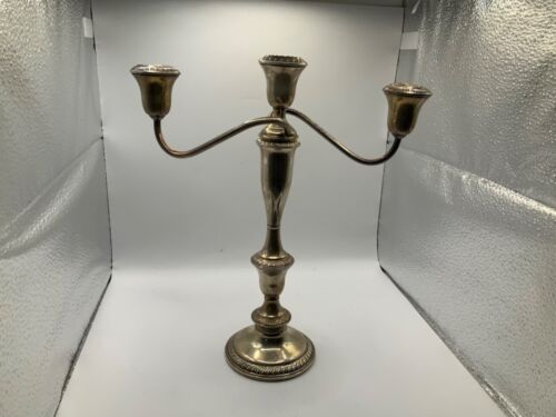 Vintage11.5" Sterling Silver Candelabra Weighted reinforced 2 part Candle Holder - Picture 1 of 12