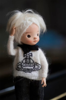 BJD 1/6 Blythe jacoosun Doll Handmade Knitted White Sweater/Socks/Bag Only 