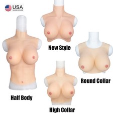 USA Crossdresser Silicone Breast Forms C-G Cup Breastplate Fake Boobs Cosplay