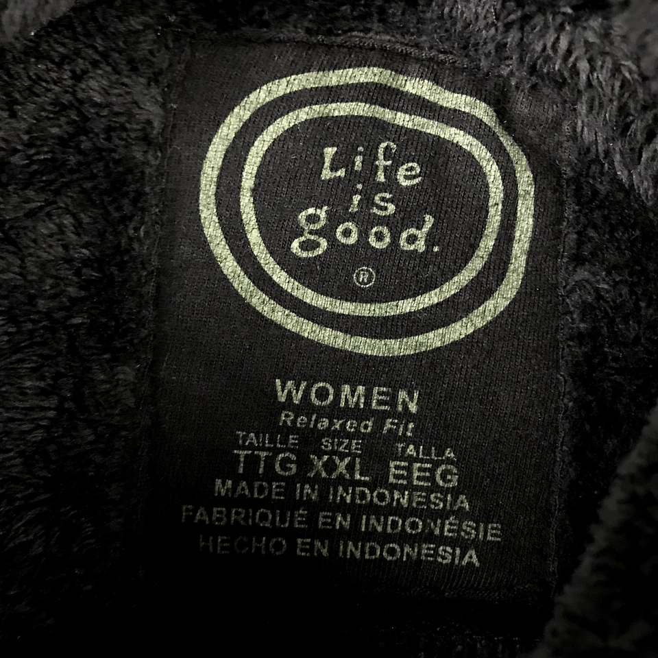 Life Is Good Sudadera con Capucha Mujer XXL Negra Polar Cremallera Completa Relajada Sudadera con Capucha Foto 2 de 4