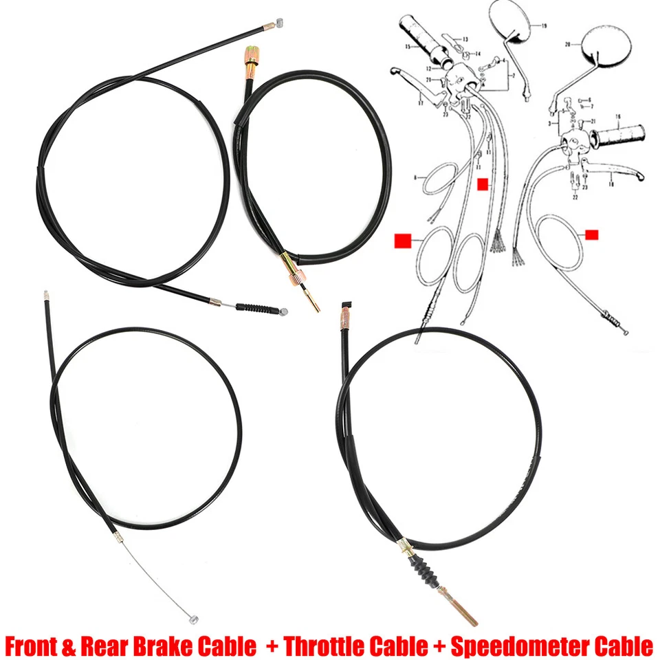 Juego de cables de freno Speedo para Honda Trail 90 CT90 K2 K3 1970-1971 EE. UU. Foto 2 de 4