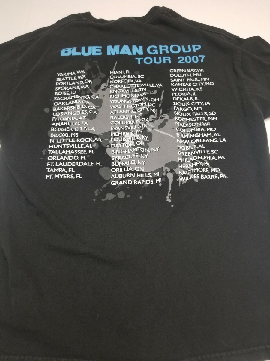 BLUE MAN GROUP TOUR 2007 TバンドT Y2K Vintage 2007 Blue Man Group Tour Shirt Mens Size Large Techno Rave