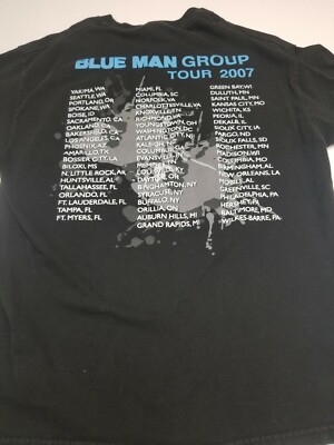 Vintage 2007 Blue Man Group Tour Shirt Mens Size Large Techno Rave