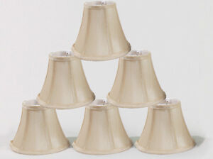 New Ivory White Chandelier Mini Lamp Shades Set 2 Soft Bell 3/" x 6/" x 5/" Clip on