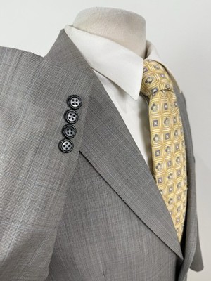 JOS A BANK Signature Col Mens Gray Houndstooth Wool Sport Coat Blazer Sz 40 S