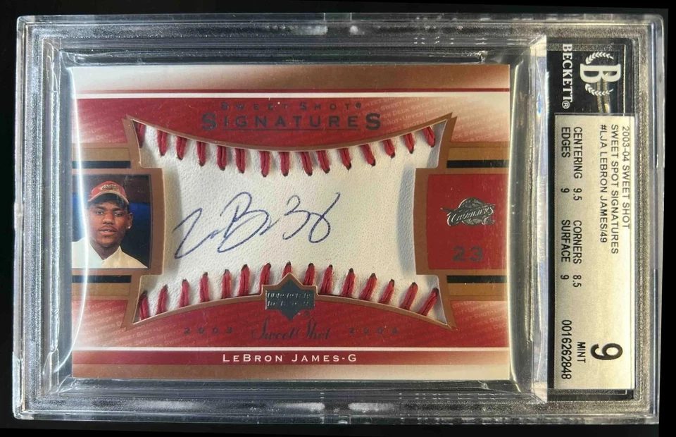 2003-04 Upper Deck Sweet Shot LeBron James Spot Signatures RC automático #/49 BGS 9
