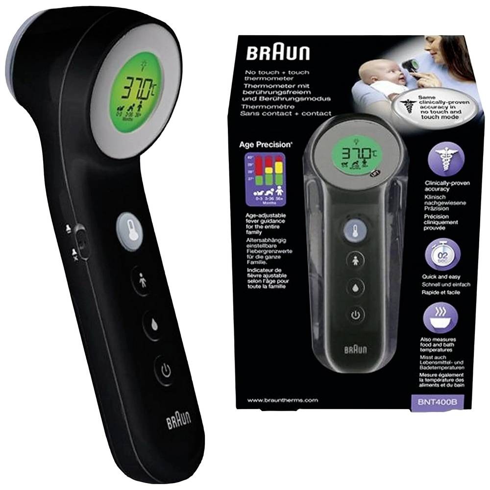 Thermomètre sans contact Braun fièvre rapide pour bébé sans réveil nocturne