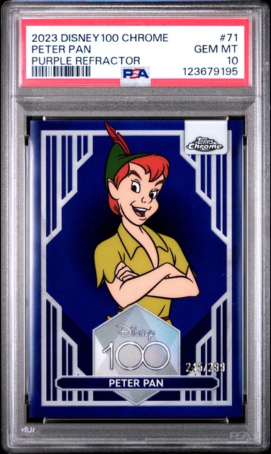 2023 Topps Chrome Disney 100 #71 Peter Pan Purple Refractor PSA 10