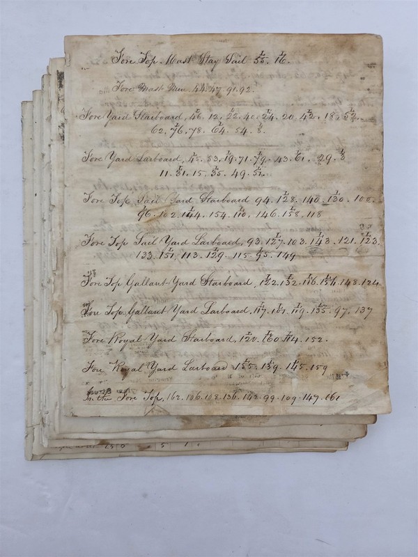 1815 antique USS FRANKLIN ADAMS U.S. NAVY manuscript BAINBRIDGE RIGGING 74 GUN