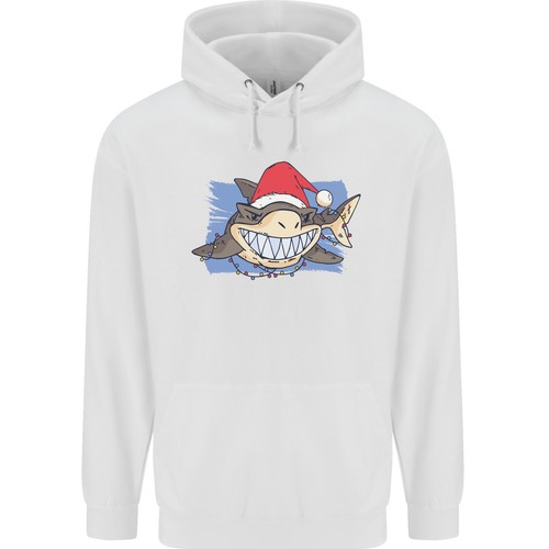 A Christmas Shark Wearing an Xmas Hat Childrens Kids Hoodie - Picture 2 of 6