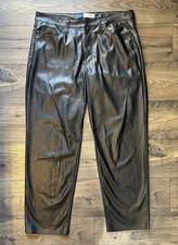Old Navy Womens Black OG Loose Leg Faux Leather Pants Sz 16 Goth Steampunk Rock