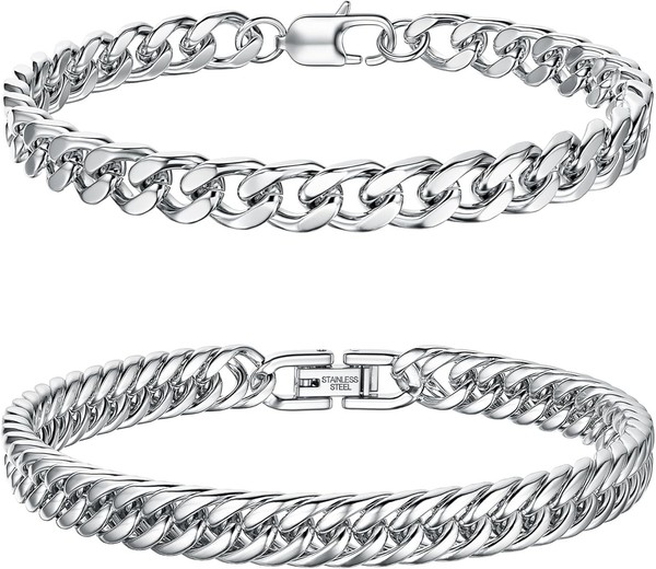 Herren Armband Edelstahl Panzerkette Silber Gold 8Mm 21-23Cm Geschenk FüR MäNner-image