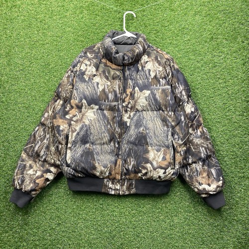 Browning Reversible Down Puffer Jacket Mens Large Camo Camouflage Hunting Zip Up