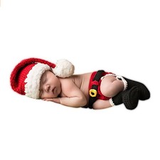 Newborn Baby Christmas Santa Knitted Crochet Photography Costume Outfit