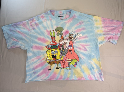 Nickelodeon SpongeBob SquarePants Tie Dye Cropped Women T-Shirt Size M