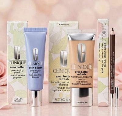  CLINIQUE Even Better Makeup Bundle - Primer, Foundation, & Cream Shaper | New 