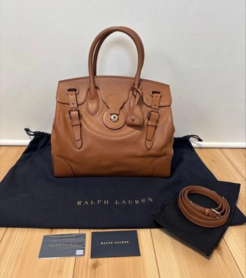 Ralph Lauren Soft Ricky Bag Camel Purple Leather Shoulder Tote from japan
