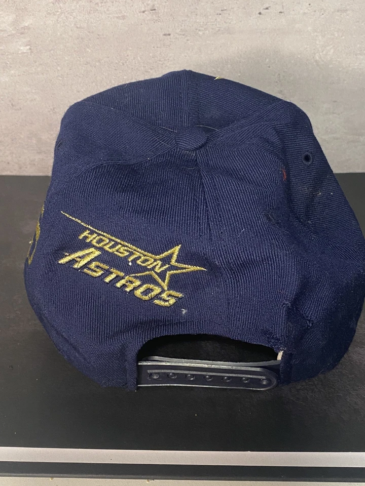 De colección Años 90 MLB Houston Astros Béisbol Aguja Americana Lana Snapback Sombrero Azul Marino Foto 4 de 4