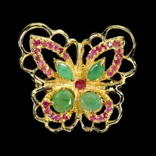 925 Sterling Silver Ring Oval Emerald 5x4mm Natural Ruby Gemstone Jewelry Sz 7