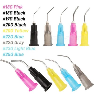100Pcs Dental Composite 18-25G Irrigation Pre Bent Needle Dispensing Syringe